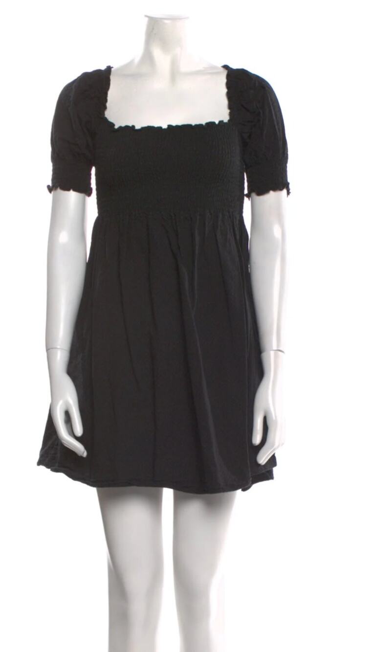 HILL HOUSE Home Women Katherine Nap Dress XS Black Diamond Textured Mini